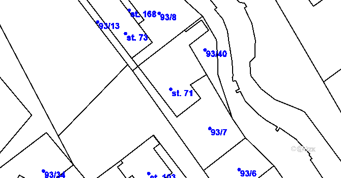 Parcela st. 71 v KÚ Brumov u Lomnice, Katastrální mapa