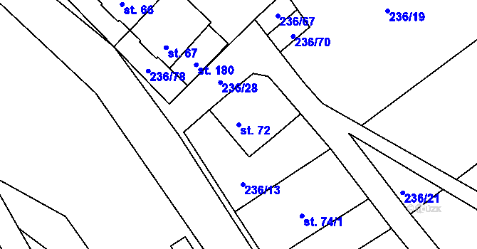 Parcela st. 72 v KÚ Brumov u Lomnice, Katastrální mapa