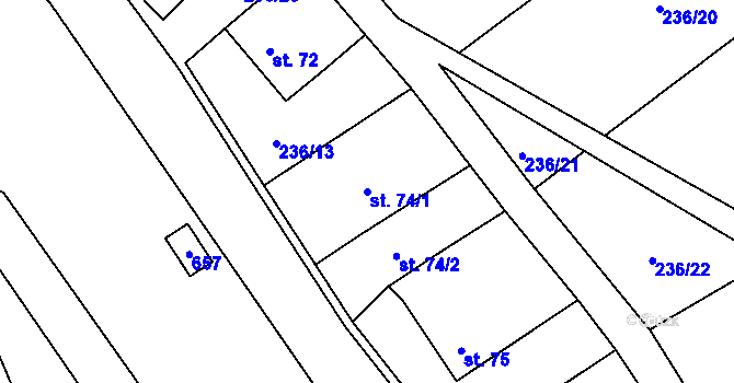 Parcela st. 74/1 v KÚ Brumov u Lomnice, Katastrální mapa