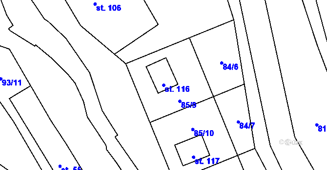 Parcela st. 116 v KÚ Brumov u Lomnice, Katastrální mapa