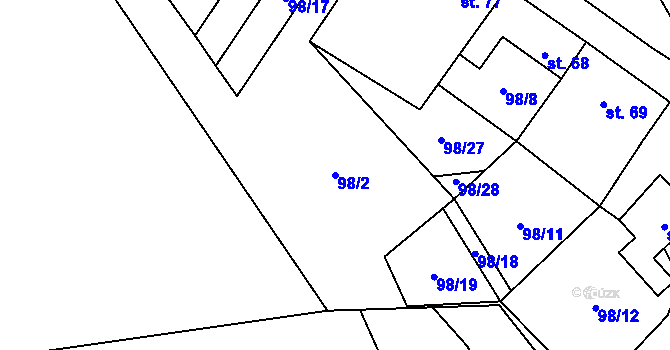 Parcela st. 98/2 v KÚ Brumov u Lomnice, Katastrální mapa