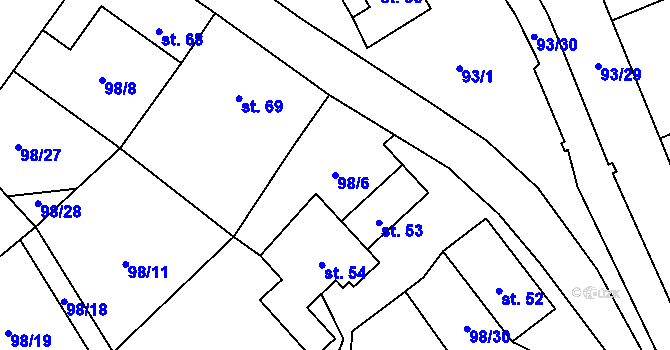 Parcela st. 98/6 v KÚ Brumov u Lomnice, Katastrální mapa