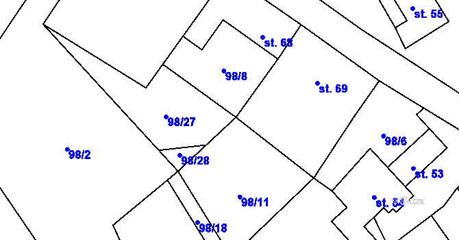 Parcela st. 98/9 v KÚ Brumov u Lomnice, Katastrální mapa