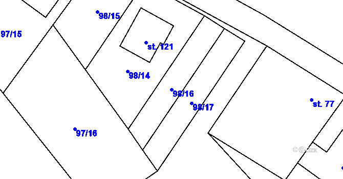 Parcela st. 98/16 v KÚ Brumov u Lomnice, Katastrální mapa