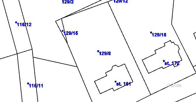 Parcela st. 129/8 v KÚ Brumov u Lomnice, Katastrální mapa