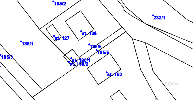 Parcela st. 185/6 v KÚ Brumov u Lomnice, Katastrální mapa
