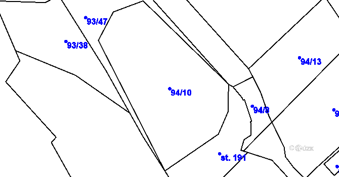 Parcela st. 94/10 v KÚ Brumov u Lomnice, Katastrální mapa