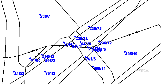Parcela st. 648/3 v KÚ Brumov u Lomnice, Katastrální mapa