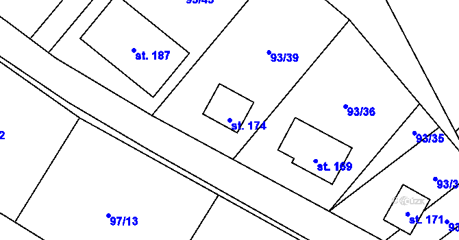 Parcela st. 174 v KÚ Brumov u Lomnice, Katastrální mapa
