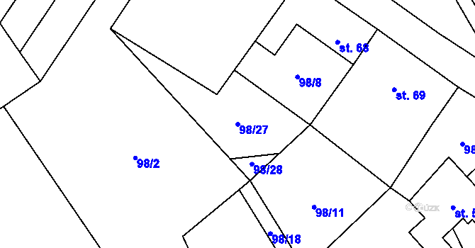 Parcela st. 98/27 v KÚ Brumov u Lomnice, Katastrální mapa