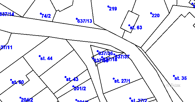 Parcela st. 637/36 v KÚ Brumov u Lomnice, Katastrální mapa