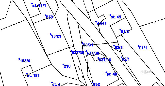 Parcela st. 98/31 v KÚ Brumov u Lomnice, Katastrální mapa