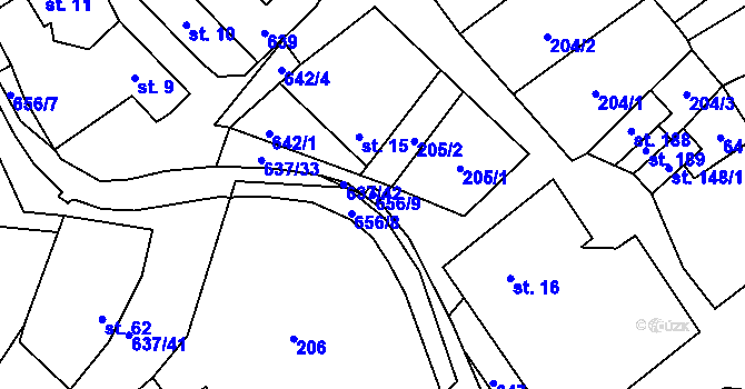 Parcela st. 656/9 v KÚ Brumov u Lomnice, Katastrální mapa