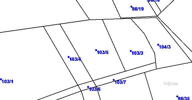Parcela st. 103/5 v KÚ Brumov u Lomnice, Katastrální mapa