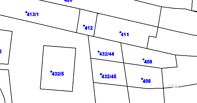 Parcela st. 432/44 v KÚ Brumov, Katastrální mapa