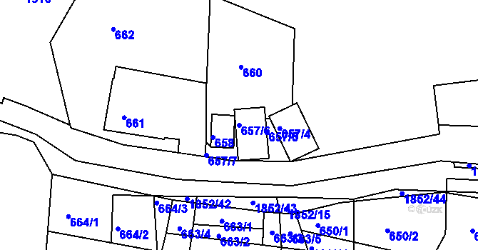 Parcela st. 657/6 v KÚ Brumov, Katastrální mapa