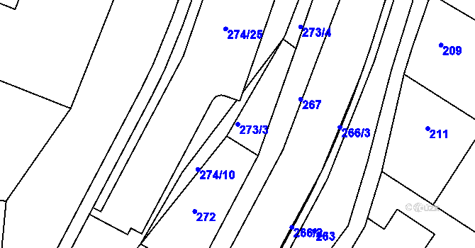 Parcela st. 273/3 v KÚ Brumov, Katastrální mapa