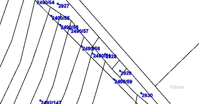 Parcela st. 2490/14 v KÚ Brumov, Katastrální mapa