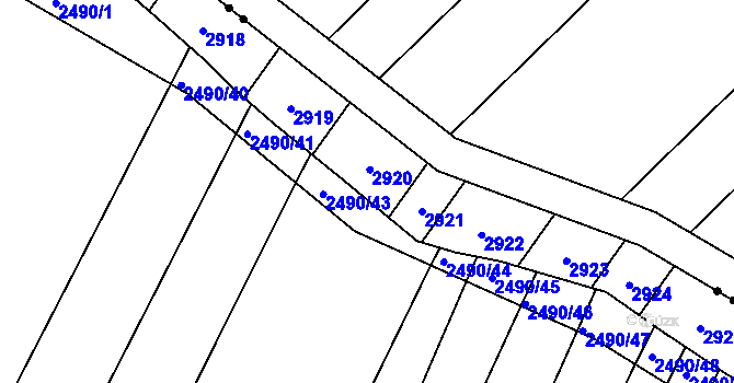 Parcela st. 2490/28 v KÚ Brumov, Katastrální mapa