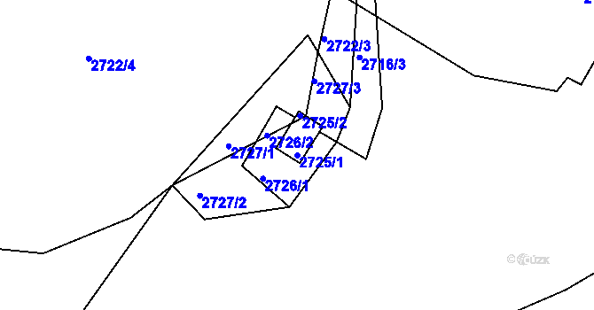 Parcela st. 2725/1 v KÚ Brumov, Katastrální mapa