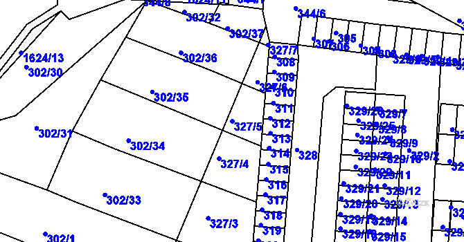 Parcela st. 327/5 v KÚ Brumov, Katastrální mapa