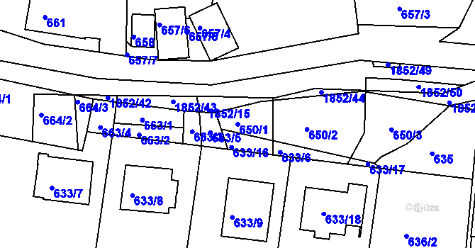 Parcela st. 650/1 v KÚ Brumov, Katastrální mapa