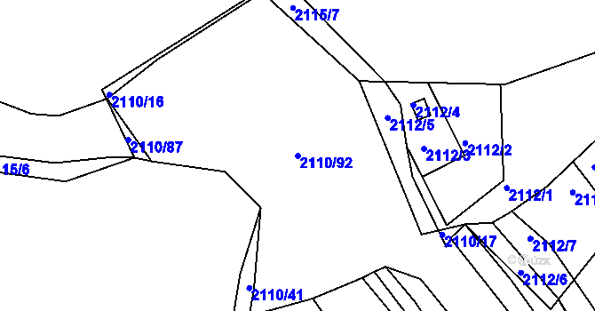 Parcela st. 2110/92 v KÚ Brumov, Katastrální mapa
