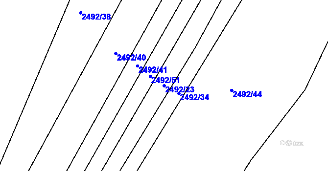 Parcela st. 2492/23 v KÚ Brumov, Katastrální mapa