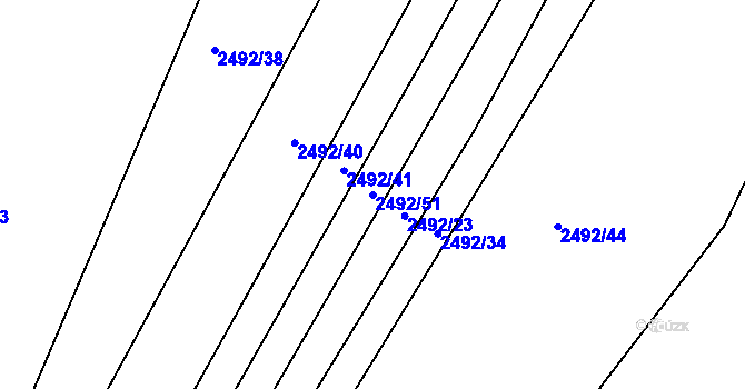 Parcela st. 2492/51 v KÚ Brumov, Katastrální mapa