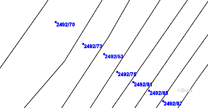 Parcela st. 2492/53 v KÚ Brumov, Katastrální mapa
