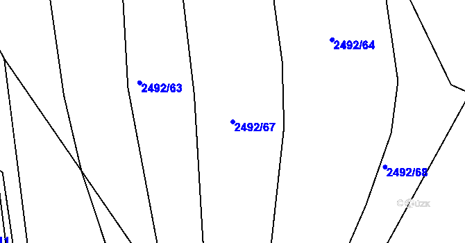 Parcela st. 2492/67 v KÚ Brumov, Katastrální mapa