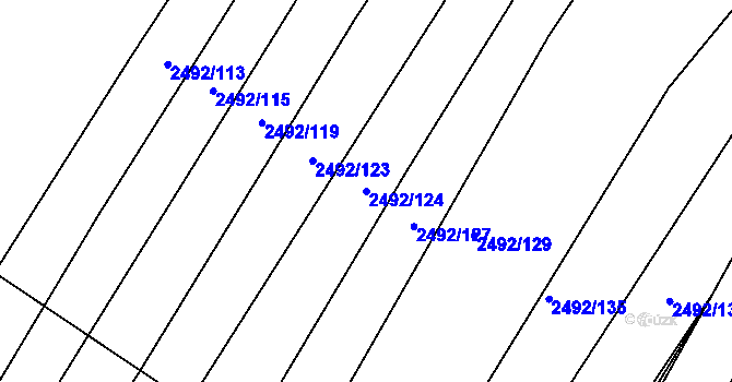 Parcela st. 2492/124 v KÚ Brumov, Katastrální mapa