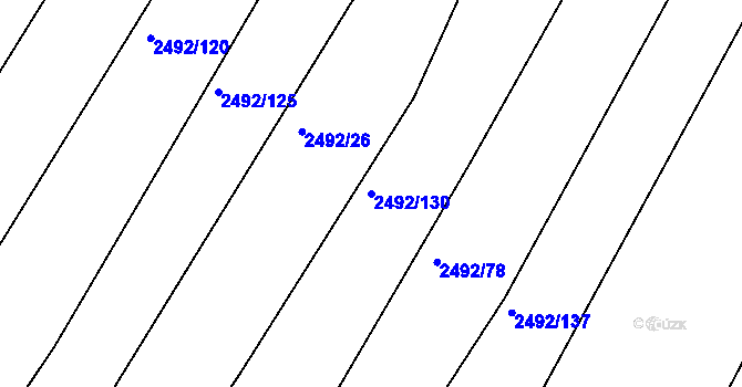 Parcela st. 2492/130 v KÚ Brumov, Katastrální mapa
