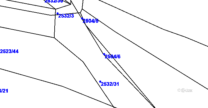 Parcela st. 2504/6 v KÚ Brumov, Katastrální mapa