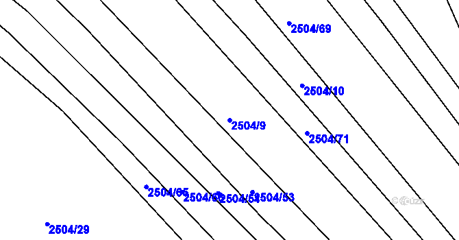 Parcela st. 2504/9 v KÚ Brumov, Katastrální mapa