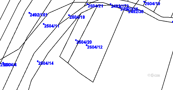 Parcela st. 2504/12 v KÚ Brumov, Katastrální mapa