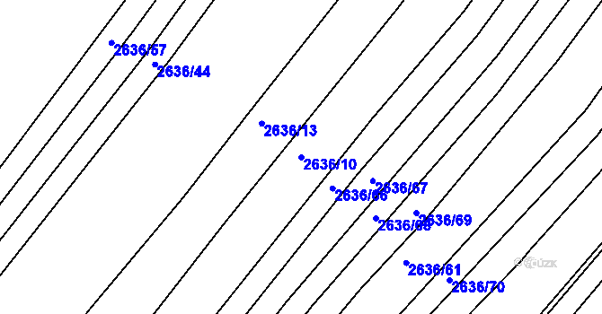 Parcela st. 2636/10 v KÚ Brumov, Katastrální mapa