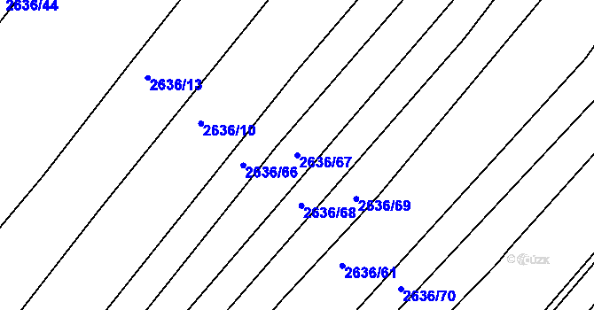 Parcela st. 2636/67 v KÚ Brumov, Katastrální mapa