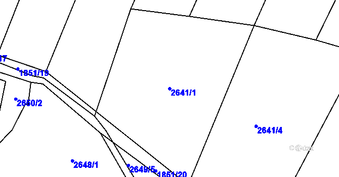Parcela st. 2641/1 v KÚ Brumov, Katastrální mapa