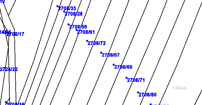 Parcela st. 2708/67 v KÚ Brumov, Katastrální mapa
