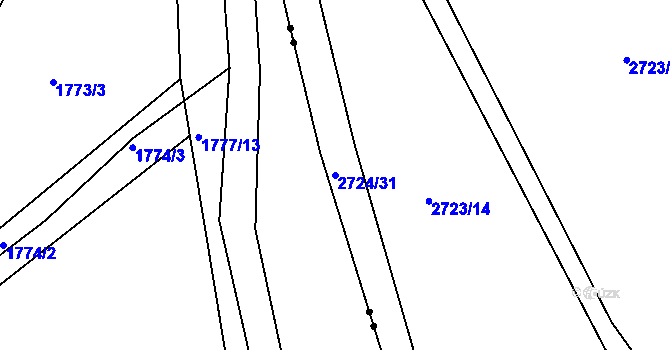Parcela st. 2724/31 v KÚ Brumov, Katastrální mapa