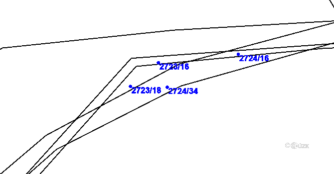 Parcela st. 2724/34 v KÚ Brumov, Katastrální mapa