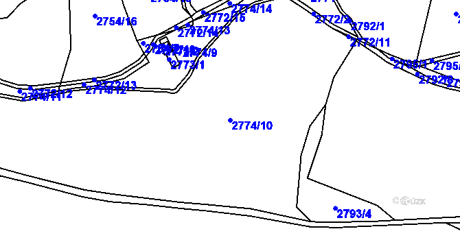 Parcela st. 2774/10 v KÚ Brumov, Katastrální mapa