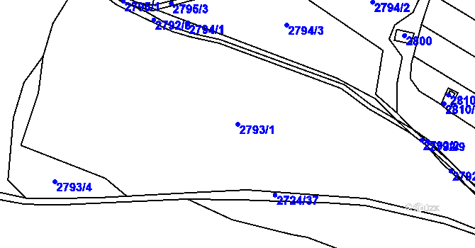 Parcela st. 2793/1 v KÚ Brumov, Katastrální mapa