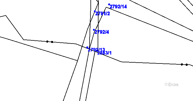 Parcela st. 2883/1 v KÚ Brumov, Katastrální mapa