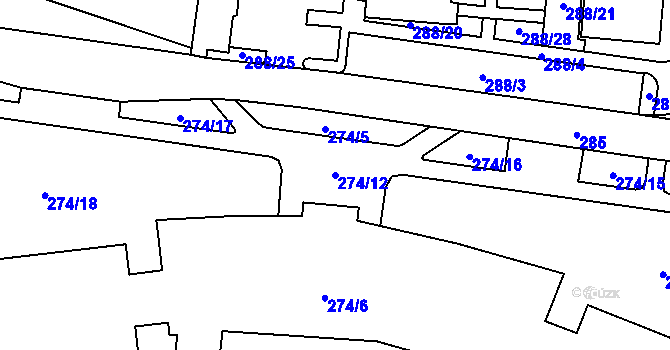 Parcela st. 274/12 v KÚ Brumov, Katastrální mapa