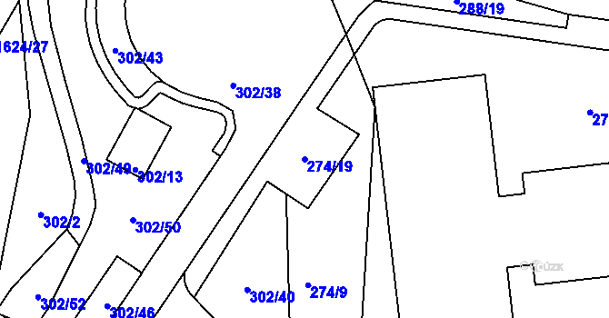 Parcela st. 274/19 v KÚ Brumov, Katastrální mapa