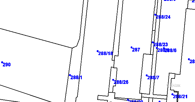 Parcela st. 288/18 v KÚ Brumov, Katastrální mapa