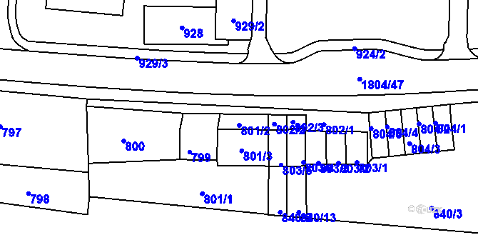 Parcela st. 801/2 v KÚ Brumov, Katastrální mapa