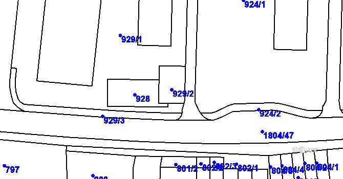 Parcela st. 929/2 v KÚ Brumov, Katastrální mapa